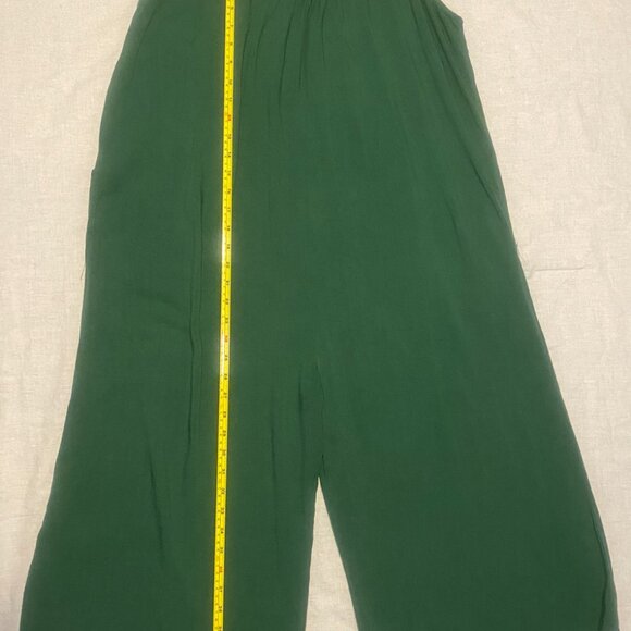 Hunter & Brown Womens Jumpsuit L Romper Wide Leg Green Baggy Pockets Hippie Boho - Picture 5 of 11